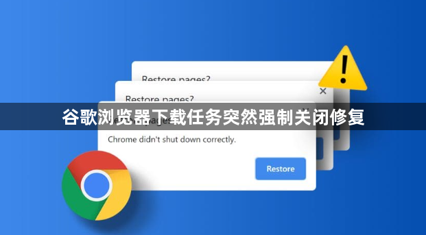 谷歌浏览器下载任务突然强制关闭修复1