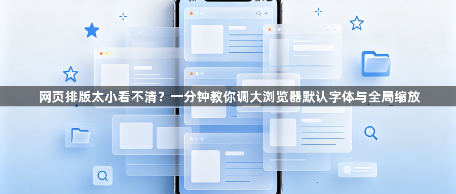 网页排版太小看不清？一分钟教你调大浏览器默认字体与全局缩放1