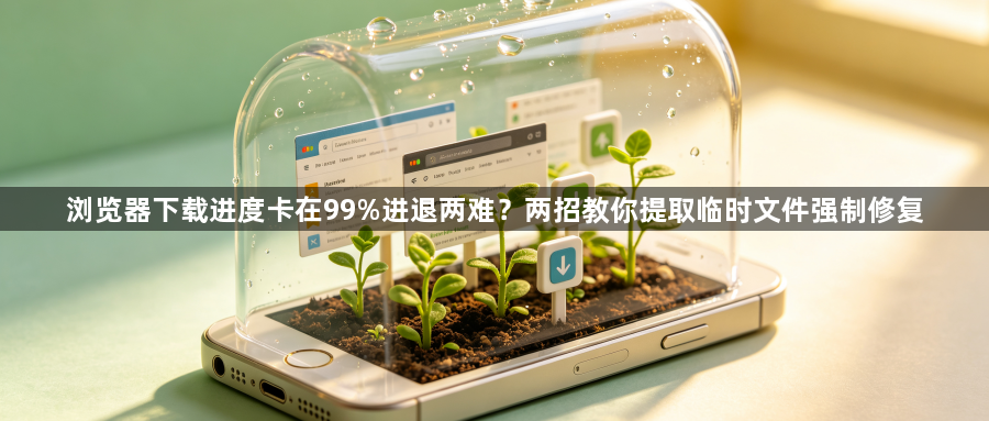 浏览器下载进度卡在99%进退两难?两招教你提取临时文件强制修复1